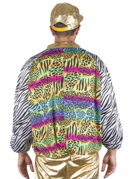 Blouson années 80 homme motif animalier fluo