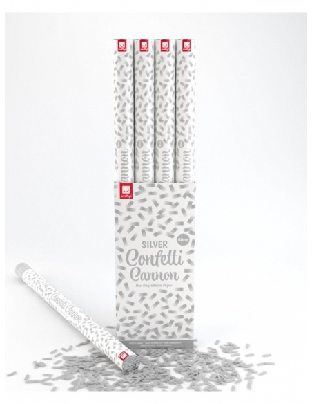 Lot de 123 tireurs à confettis biodégradables 80 cm - blanc