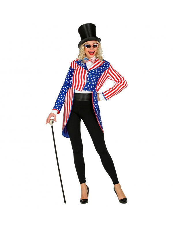 Veste queue de pie femme, couleurs drapeau USA