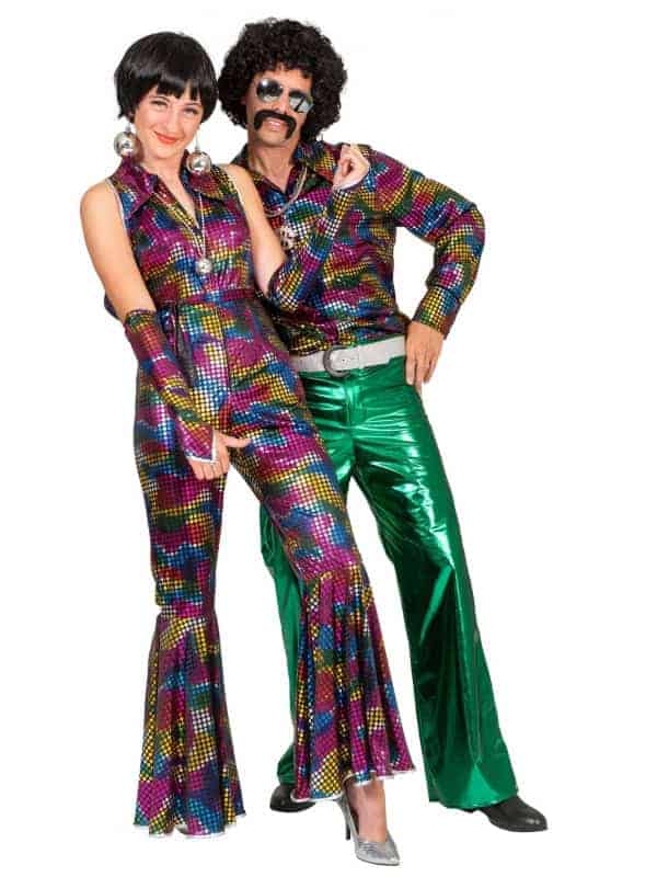 Combinaison Disco femme arc-en-ciel avec couvre-bras