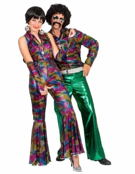 Combinaison Disco femme arc-en-ciel avec couvre-bras