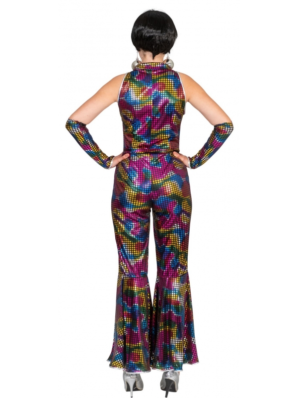 Combinaison Disco femme arc-en-ciel avec couvre-bras