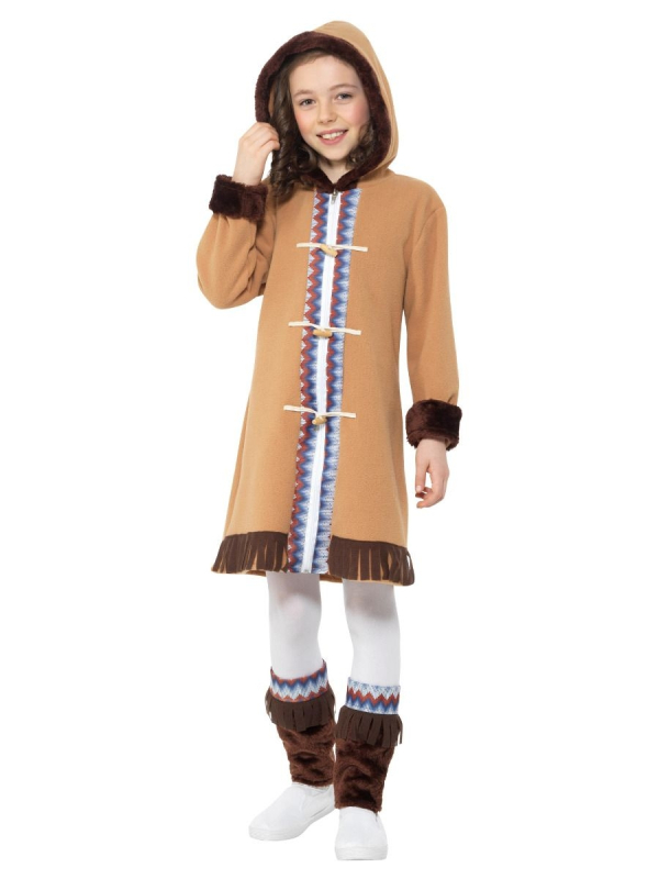 Déguisement polaire fille, Marron, avec jambières