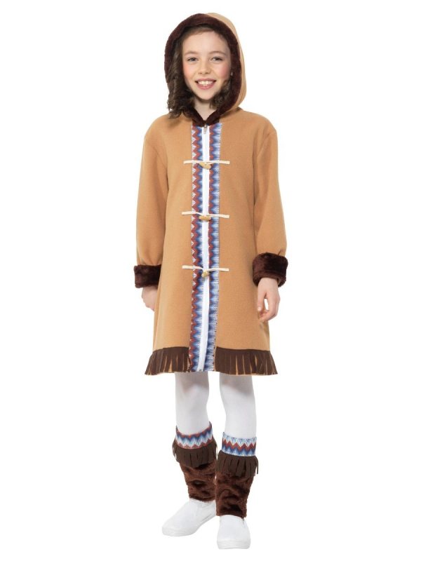Déguisement polaire fille, Marron, avec jambières