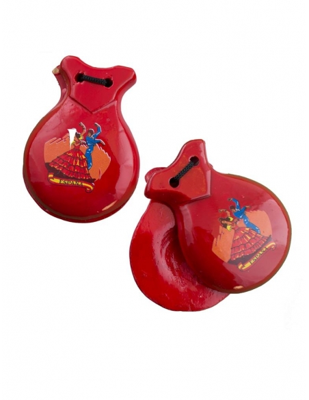 Castagnettes espagnoles en bois -rouge