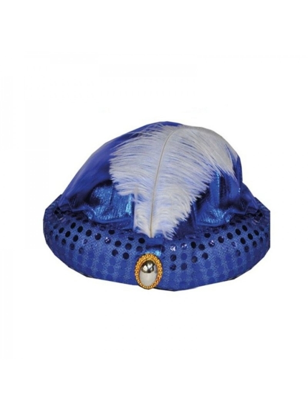 Turban de sultan avec pierre et plume - 3 couleurs au choix
