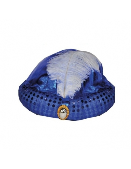 Turban de sultan avec pierre et plume - 3 couleurs au choix