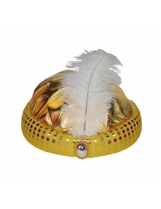 Turban de sultan avec pierre et plume - 3 couleurs au choix 2