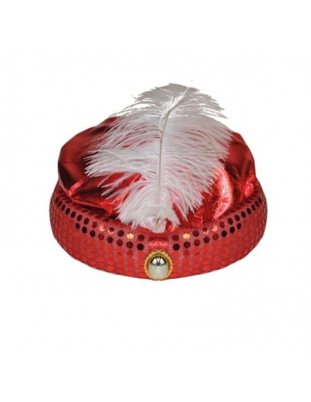 Turban de sultan avec pierre et plume - 3 couleurs au choix