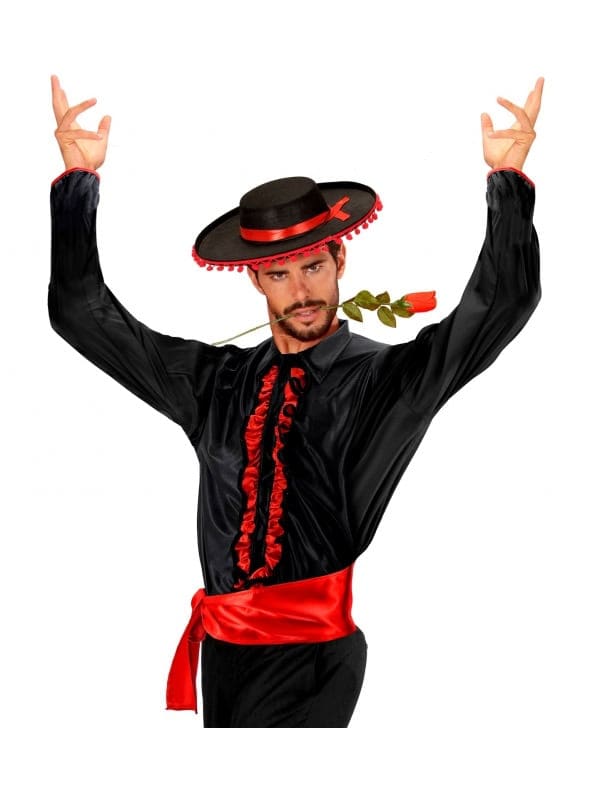 Déguisement espagnol homme (chemise à jabot & ceinture)