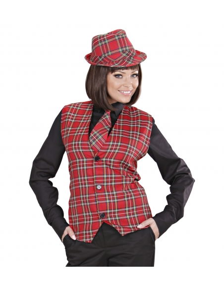 Gilet écossais tartan rouge mixte