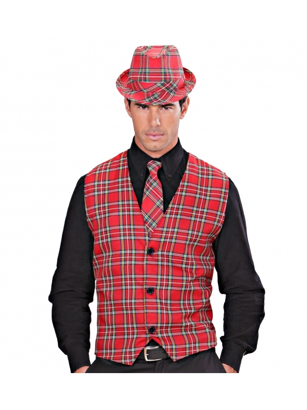 Gilet écossais tartan rouge mixte