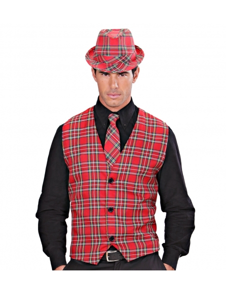 Gilet écossais tartan rouge mixte
