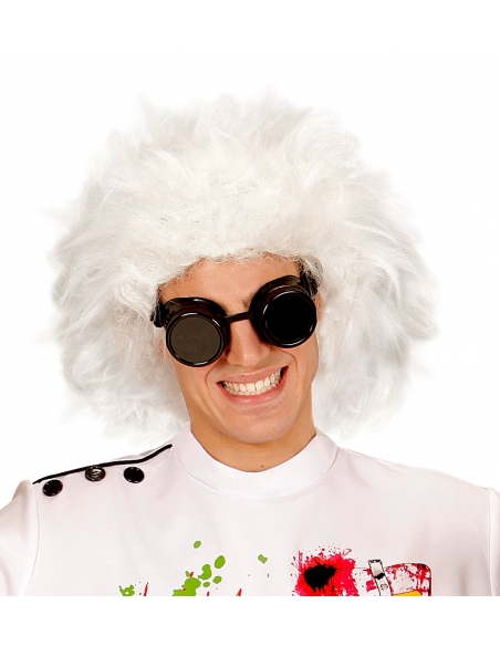 Perruque de savant fou blanche