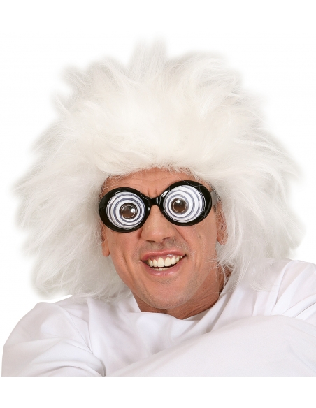 Perruque de savant fou blanche