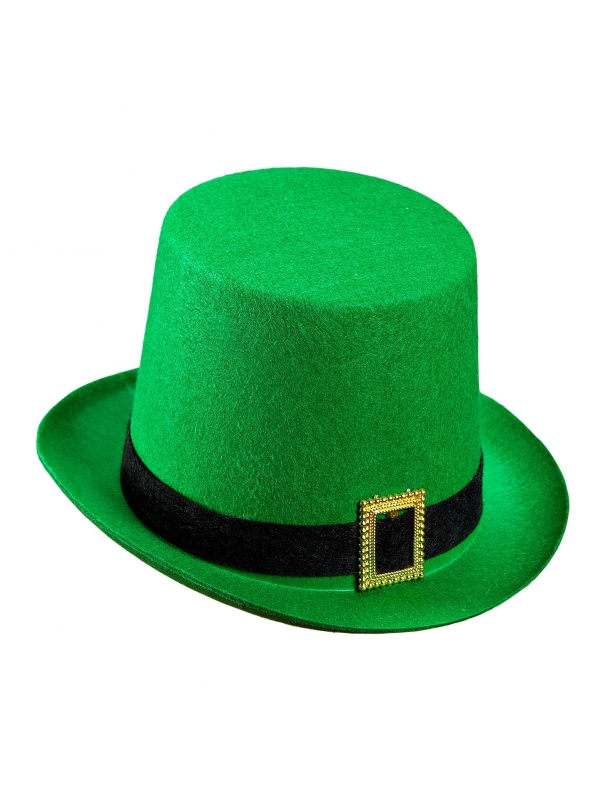 Chapeau Haut de forme vert, Saint-Patrick avec ruban noir