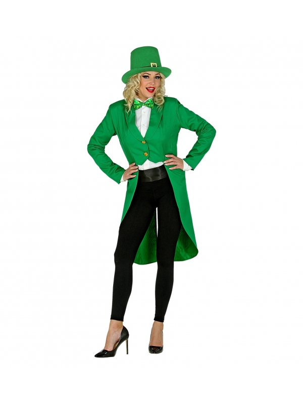 Veste queue de pie verte, femme Saint-Patrick du S au XL