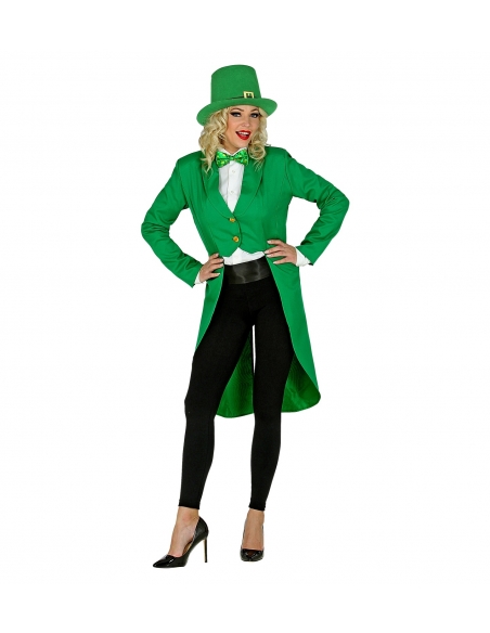 Veste queue de pie verte, femme Saint-Patrick du S au XL