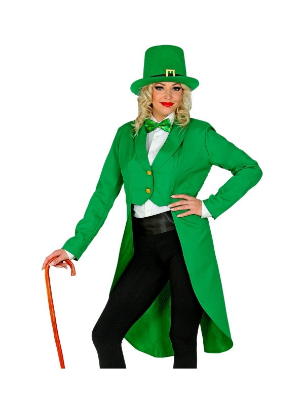 Veste queue de pie verte, femme Saint-Patrick du S au XL