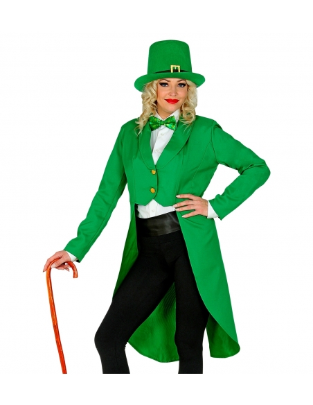Veste queue de pie verte, femme Saint-Patrick du S au XL