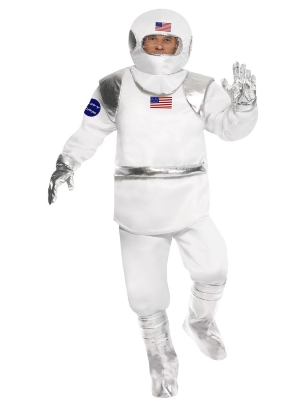 Déguisement homme de l'espace (haut, pantalon, casque, gants et surbottes)