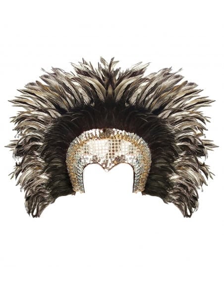 Coiffe cabaret sequins et plumes argent