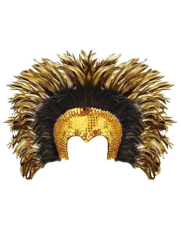 Coiffe cabaret sequins et plumes doré