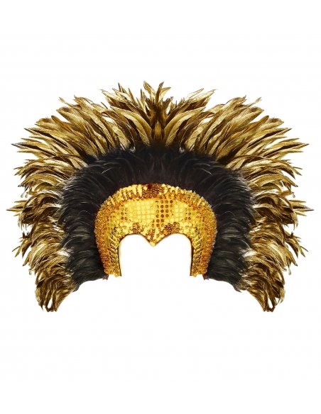 Coiffe cabaret sequins et plumes doré