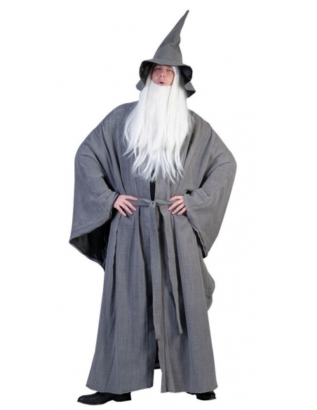 Déguisement magicien médiéval gris avec chapeau