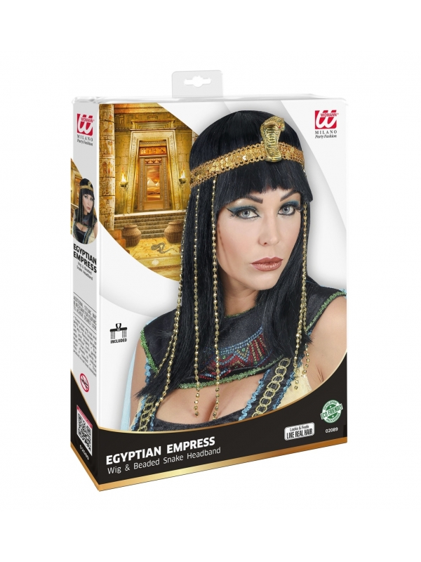 Perruque Cléopâtre avec bandeau serpent