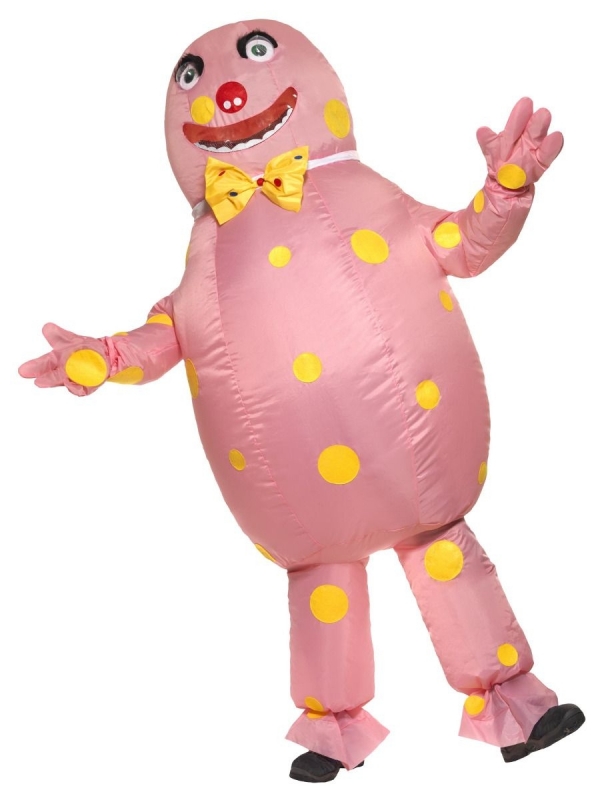 Mascotte Mr Blobby, Rose, avec costume gonflable et gants