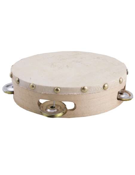 Tambourin bois avec peau - 20 cm