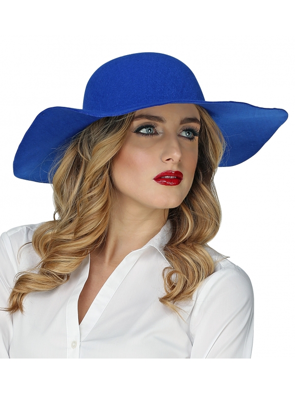 Capeline bleue en feutre femme