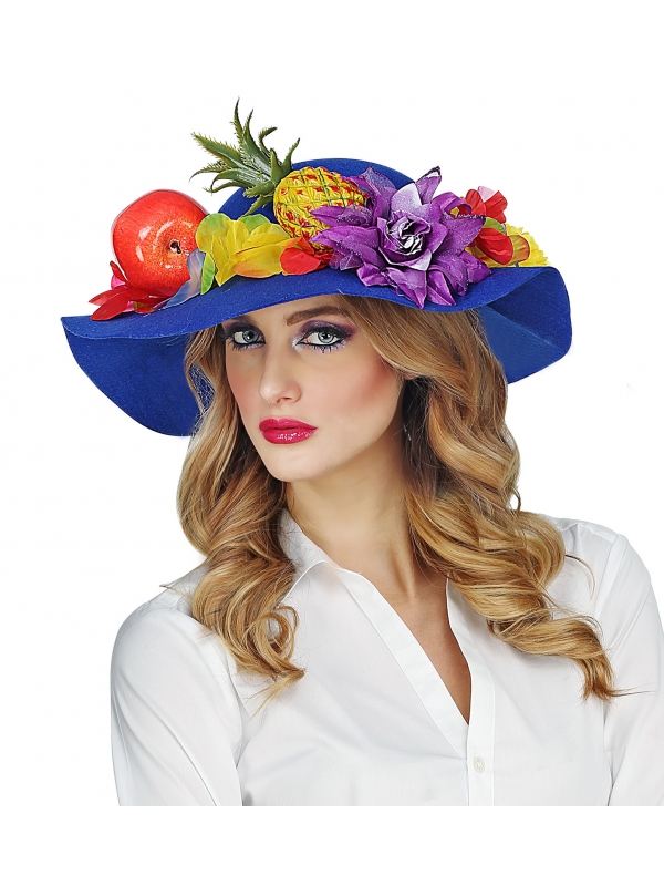 Capeline bleue en feutre femme
