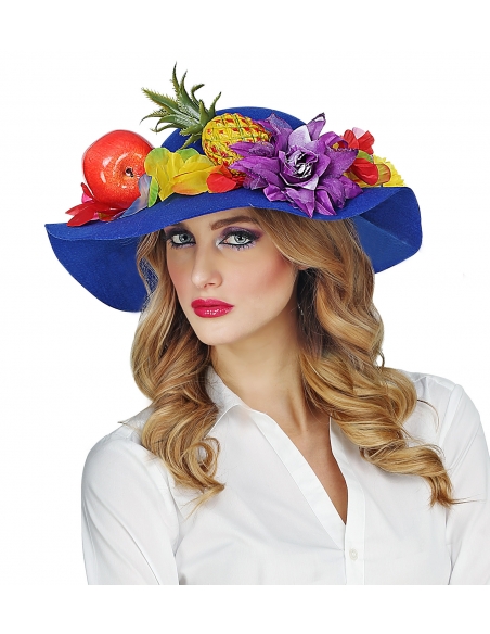 Capeline bleue en feutre femme