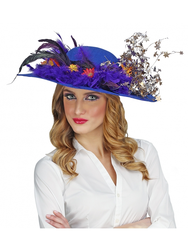 Capeline bleue en feutre femme