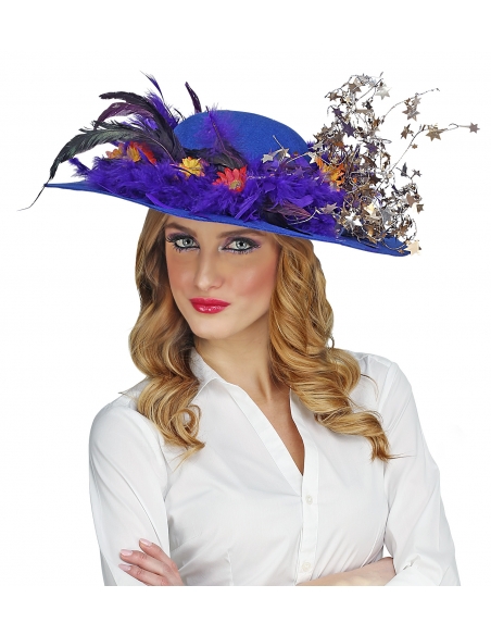 Capeline bleue en feutre femme