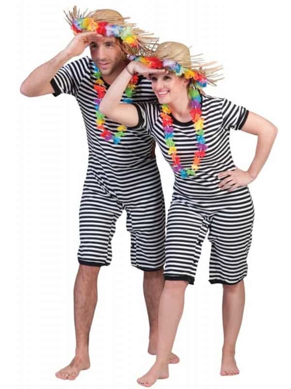 Costume de bain rétro rayé noir et blanc du S au XXL