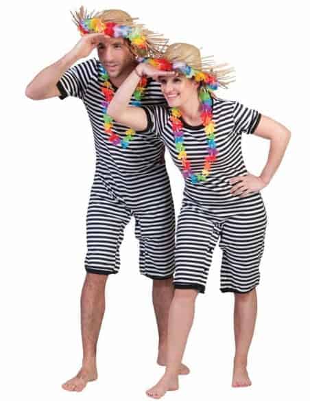 Costume de bain rétro rayé noir et blanc du S au XXL