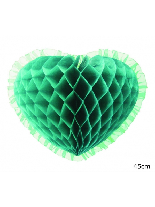 Décoration cœur nid d'abeilles de 45 cm - vert clair