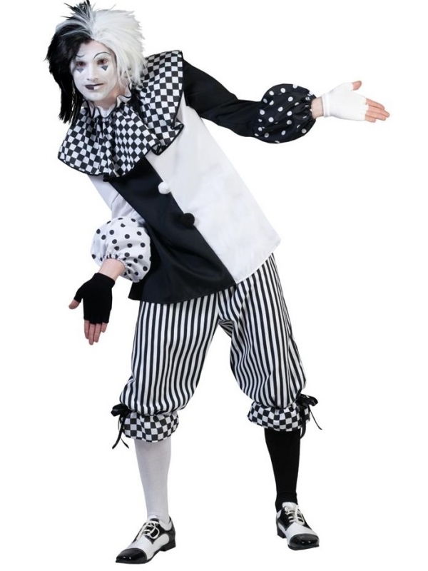 Déguisement de Pierrot homme noir & blanc