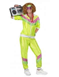 Survêtement années 80 vert fluo femme