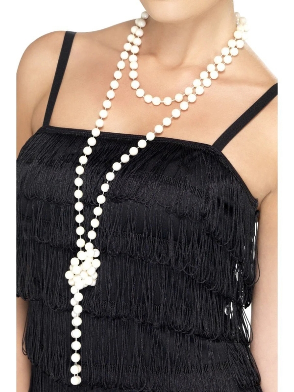 Collier en perles nacres blanches - 180cm