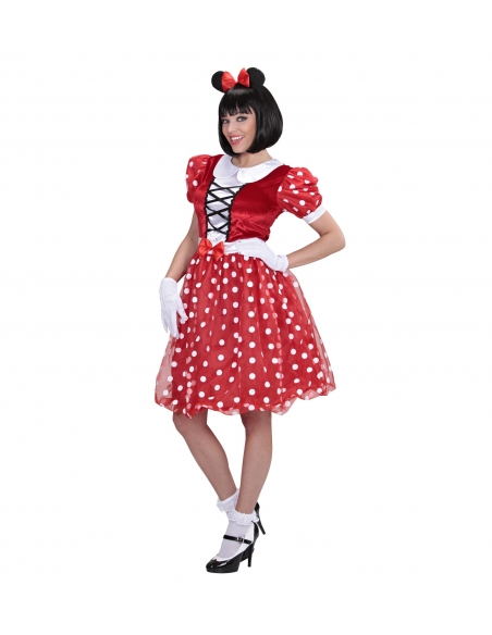Déguisement Souris femme (robe rouge à pois et serre-tête)