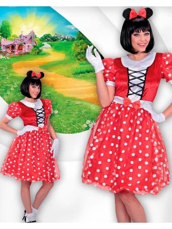 Déguisement Souris femme (robe rouge à pois et serre-tête)