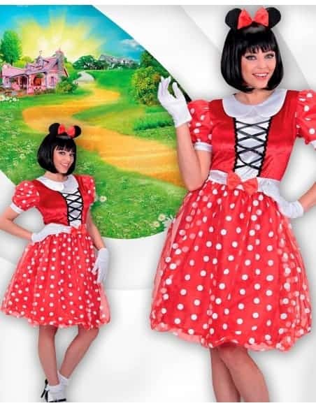 Déguisement Souris femme (robe rouge à pois et serre-tête)