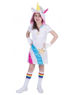 Déguisement Licorne fille avec robe à capuche