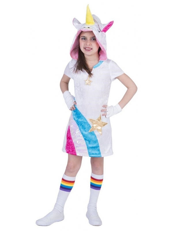 Déguisement Licorne fille avec robe à capuche