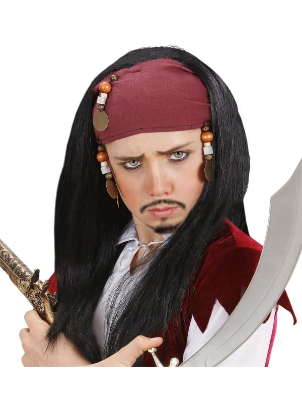 Perruque pirate de caraïbes enfant avec bandana et perles