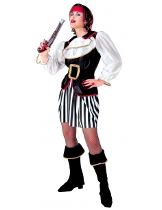 Déguisement Pirate femme avec robe, surbottes et bandeau